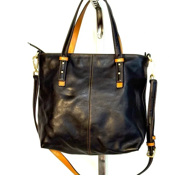 Vera Bradley Black and Brown Leather Tote - Picture 2 of 10